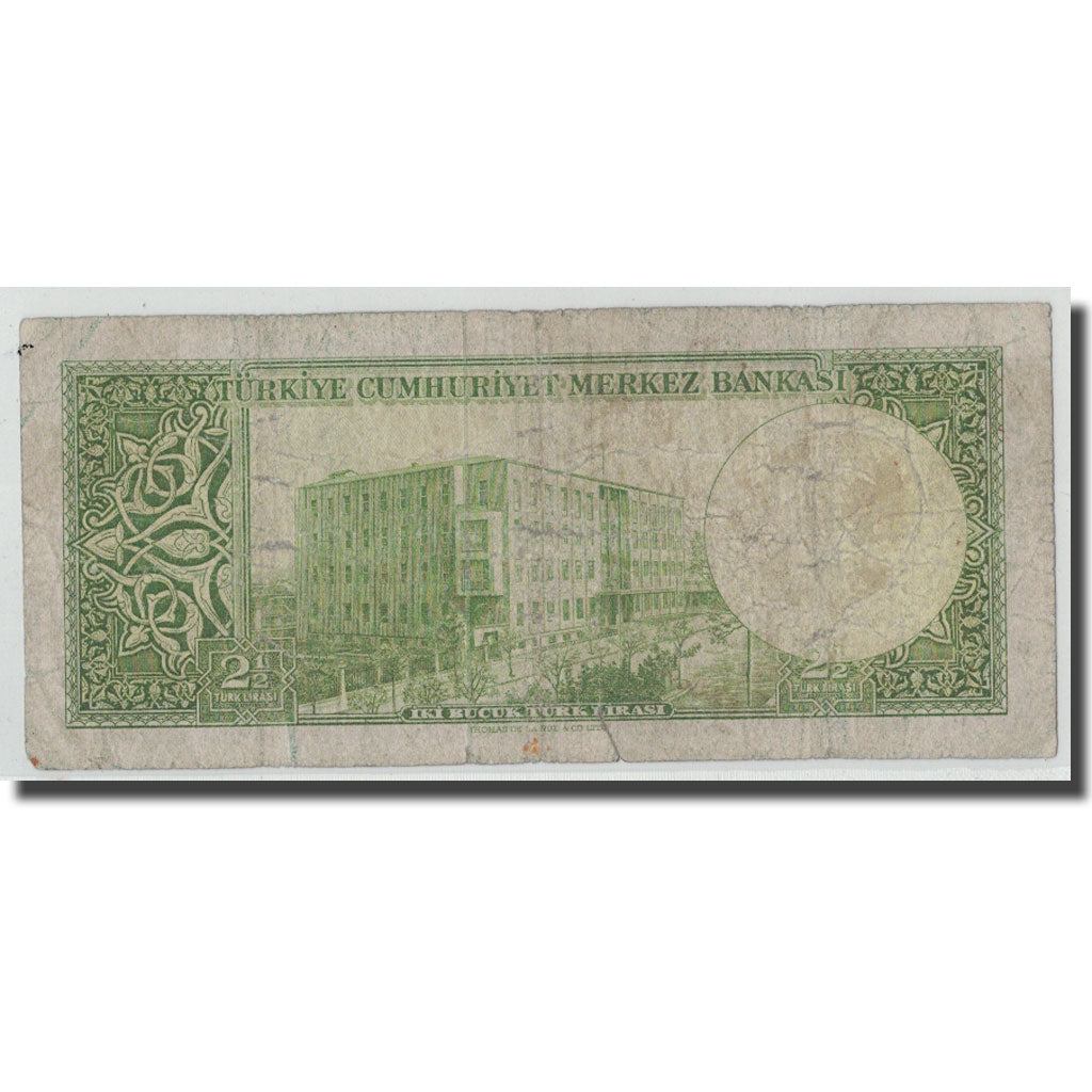 Banconote, Turchia, 2 1/2 Lira, L.1930, 1960-02-15, KM:153a, B+