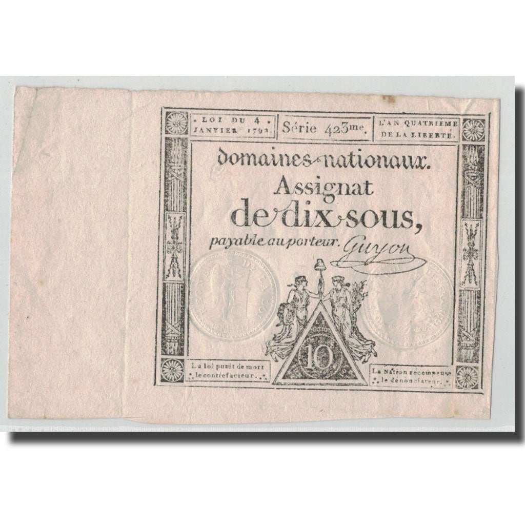 Francia, 10 Sous, 1792, Guyon, 1792-01-04, BB+, KM:A53, Lafaurie:148