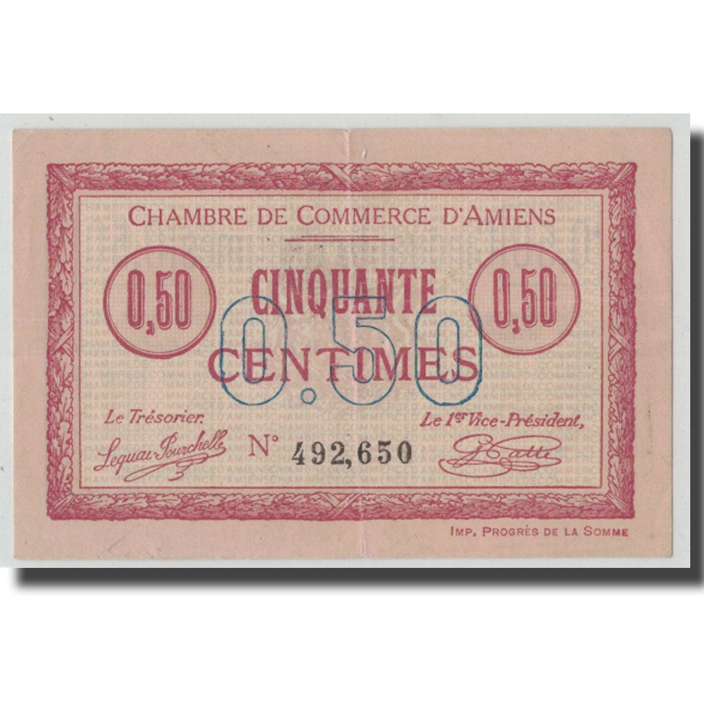 Francia, Amiens, 50 Centimes, 1915, BB, Pirot:7-26