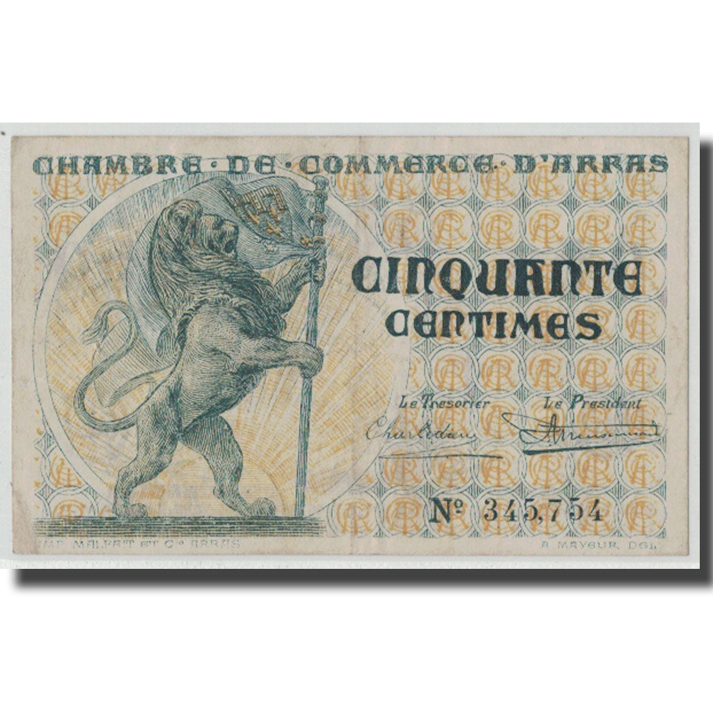 France, Arras, 50 Centimes, EF(40-45), Pirot:13-4