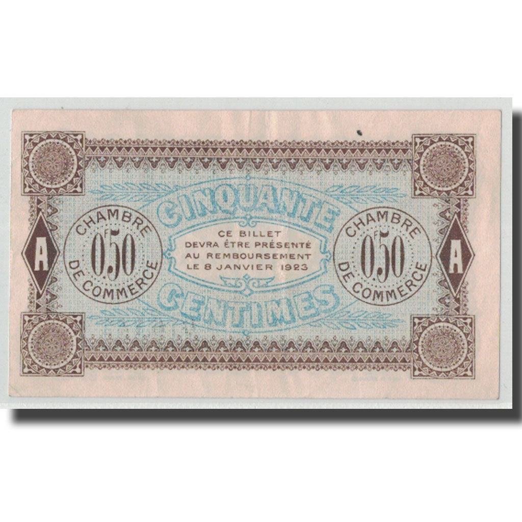 France, Auxerre, 50 Centimes, 1920, AU(55-58), Pirot:17-23