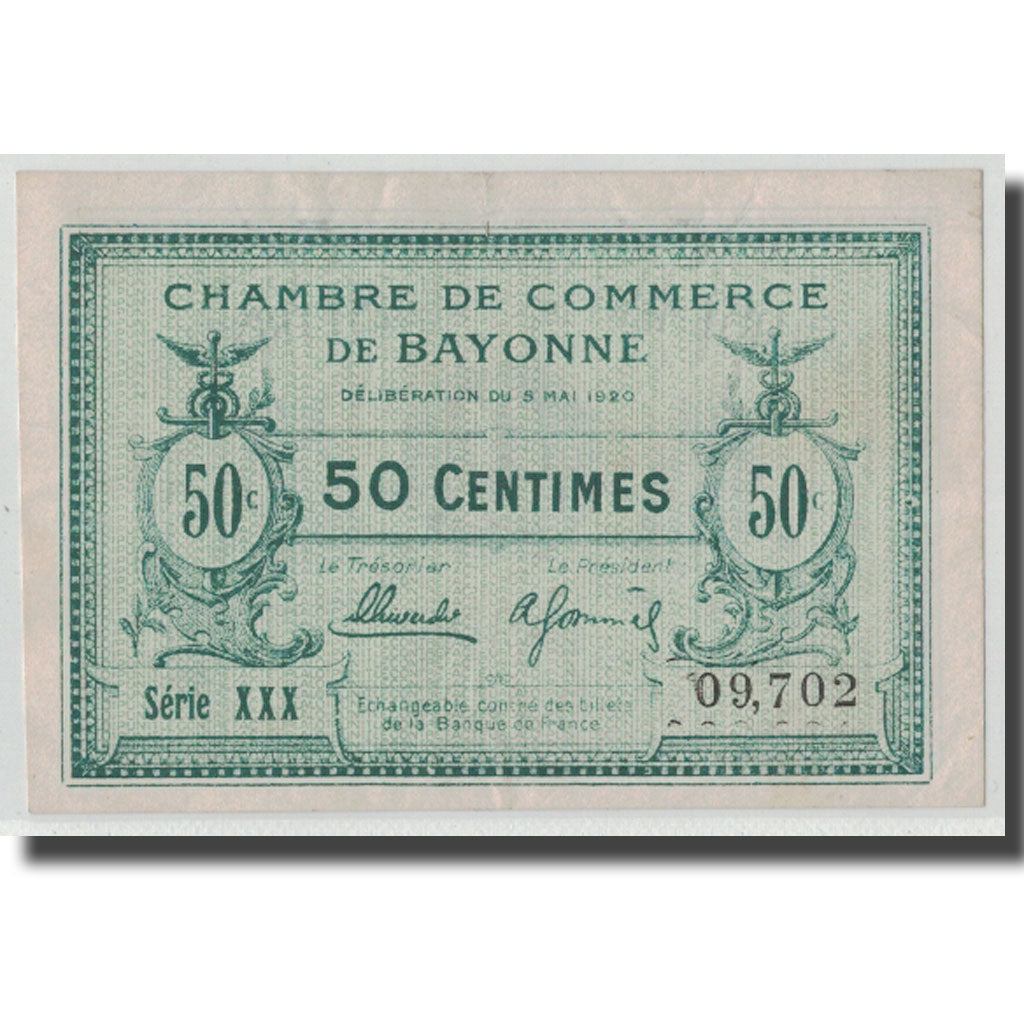 France, Bayonne, 50 Centimes, 1920, EF(40-45), Pirot:21-66