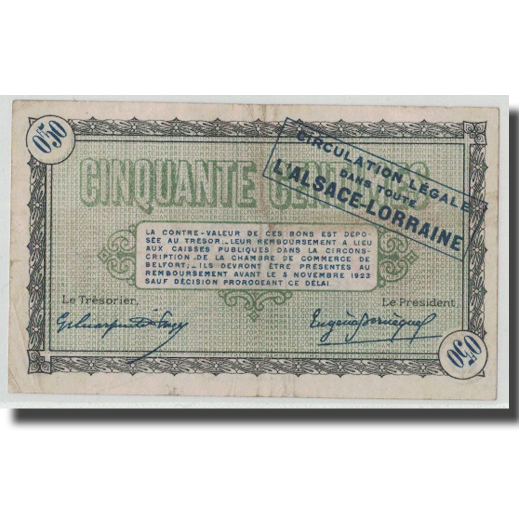 Francja, Belfort, 50 Centimes, 1918, EF(40-45), Pirot:23-41
