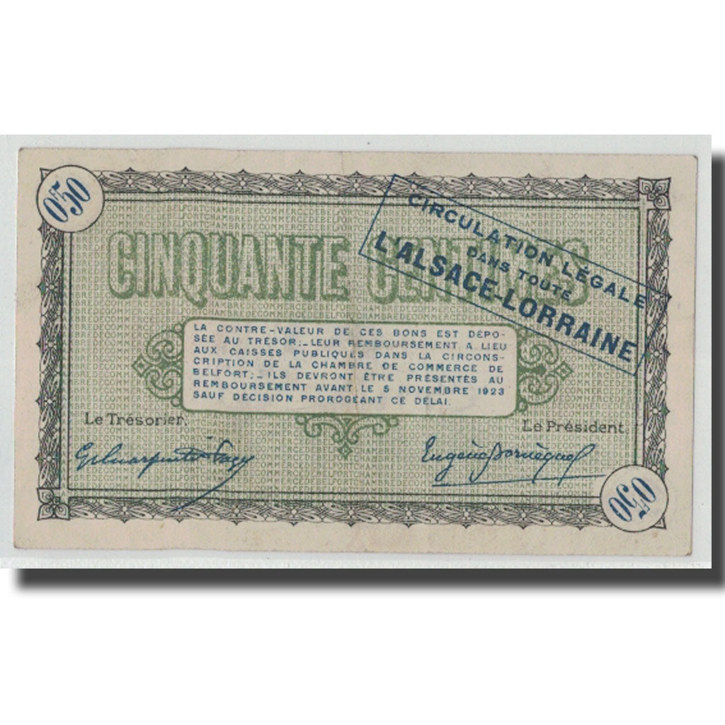 Francia, Belfort, 50 Centimes, 1918, BB+, Pirot:23-41