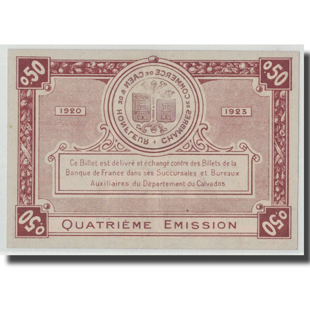 Francia, Caen et Honfleur, 50 Centimes, 1920, SC, Pirot:34-20