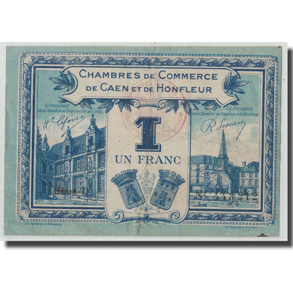 Francia, Caen et Honfleur, 1 Franc, 1920, BC+, Pirot:34.18