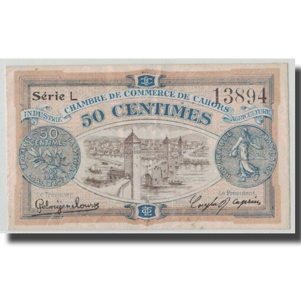 Francia, Cahors, 50 Centimes, 1919, BC+, Pirot:35-23