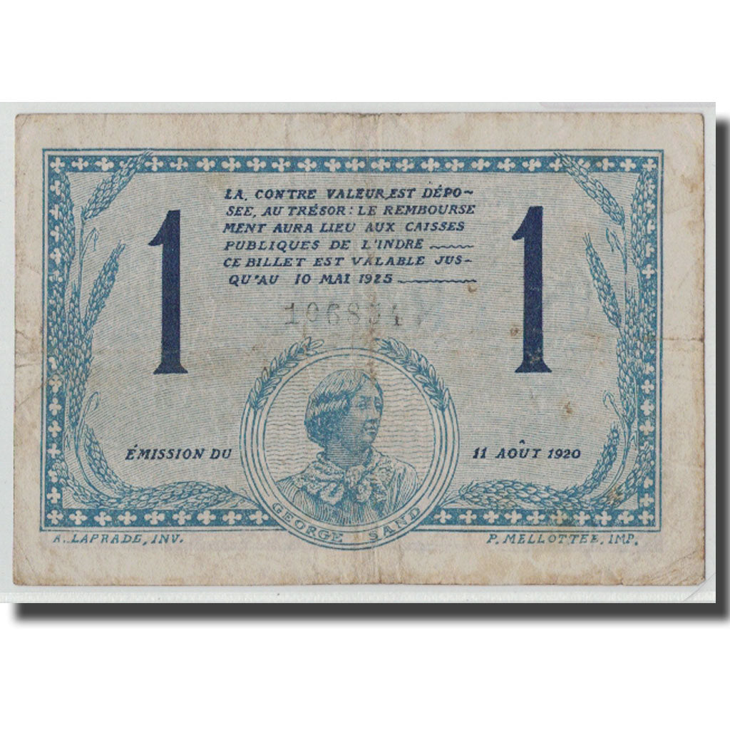 France, Chateauroux, 1 Franc, 1920, VF(30-35), Pirot:46-26