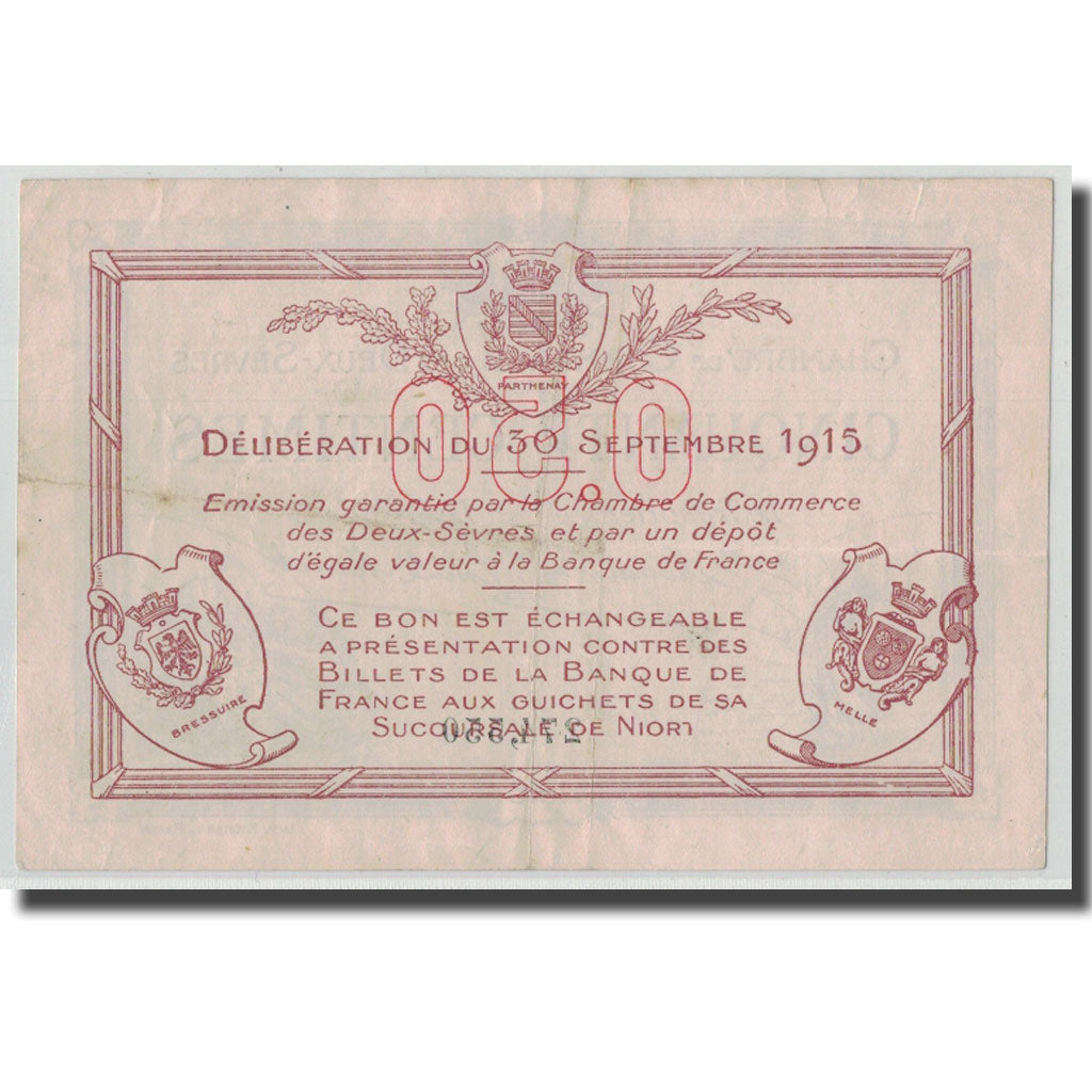 Frankrijk, Deux-Sèvres, 50 Centimes, 1915, TTB+, Pirot:93-1