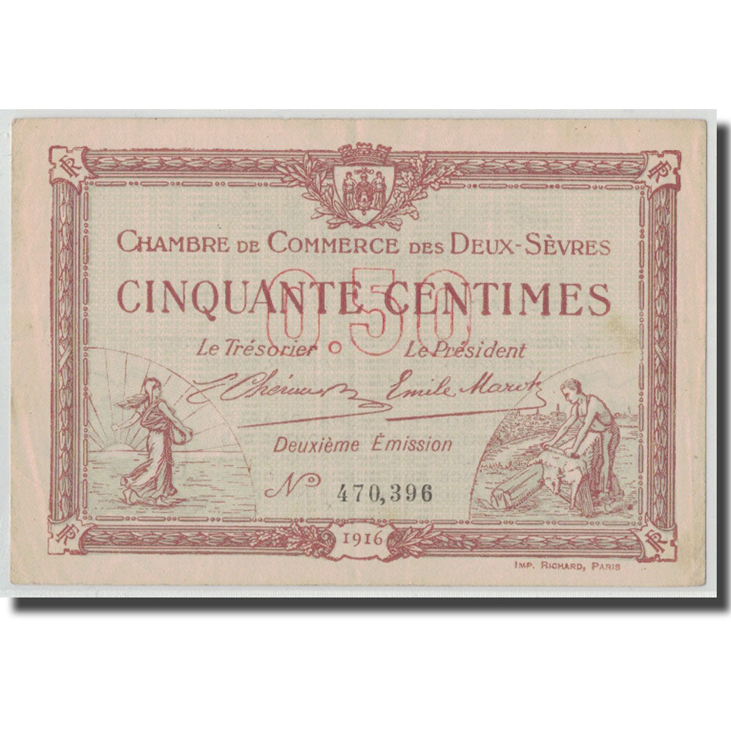 Frankreich, Deux-Sèvres, 50 Centimes, 1916, SS, Pirot:93-7
