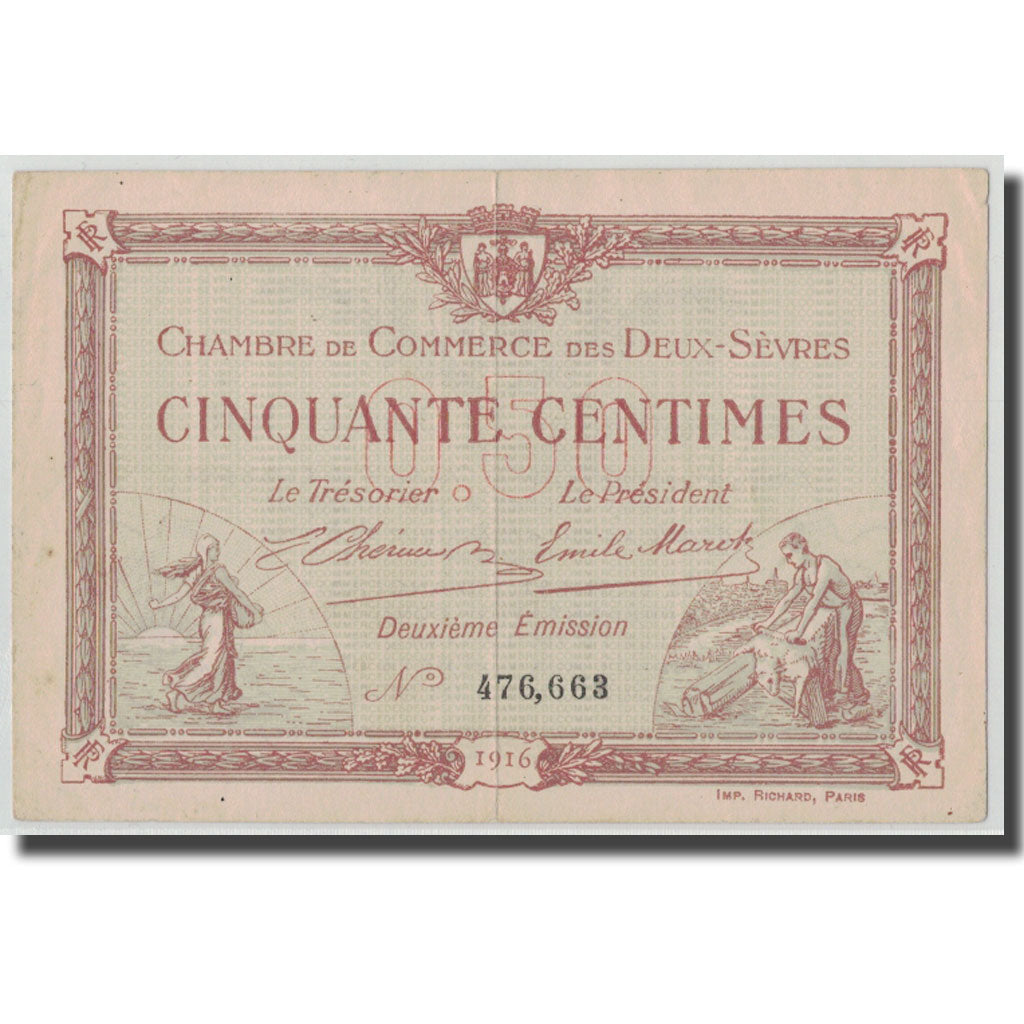 Frankreich, Deux-Sèvres, 50 Centimes, 1916, SS+, Pirot:93-7