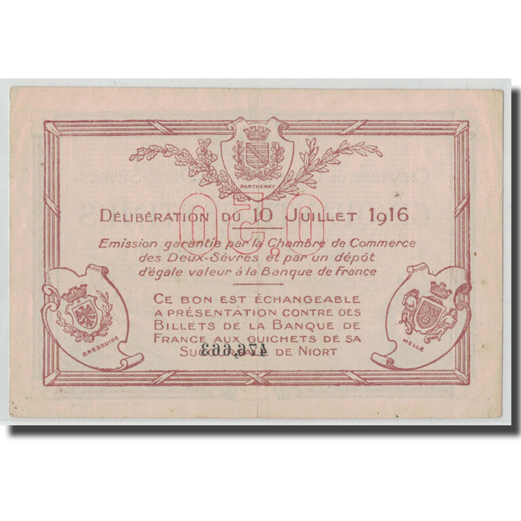 Frankreich, Deux-Sèvres, 50 Centimes, 1916, SS+, Pirot:93-7