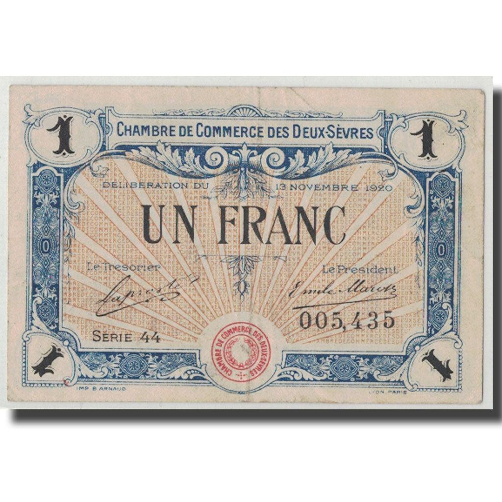Francia, Deux-Sèvres, 1 Franc, 1920, BB, Pirot:93-11