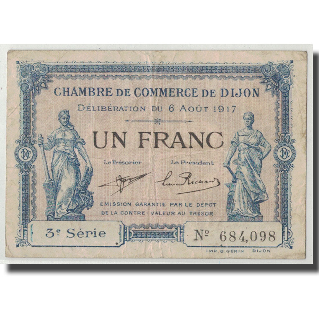 França, Dijon, 1 Franc, 1917, VF(30-35), Pirot:53-14