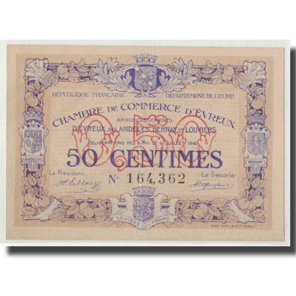Frankrijk, Evreux, 50 Centimes, 1916, SPL, Pirot:57-8