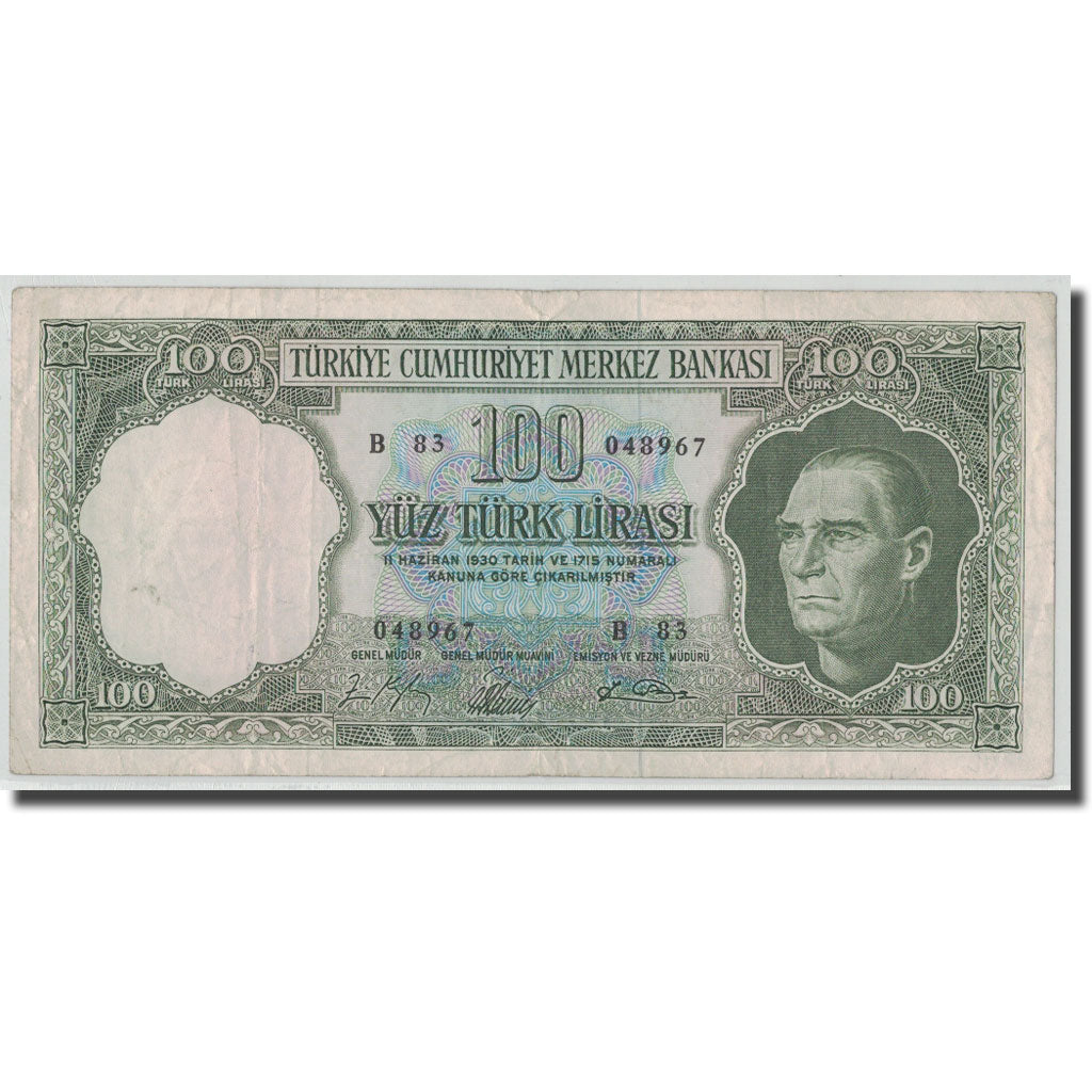 Banknote, Turkey, 100 Lira, L.1930, 1964.10.01, KM:177a, VF(30-35)