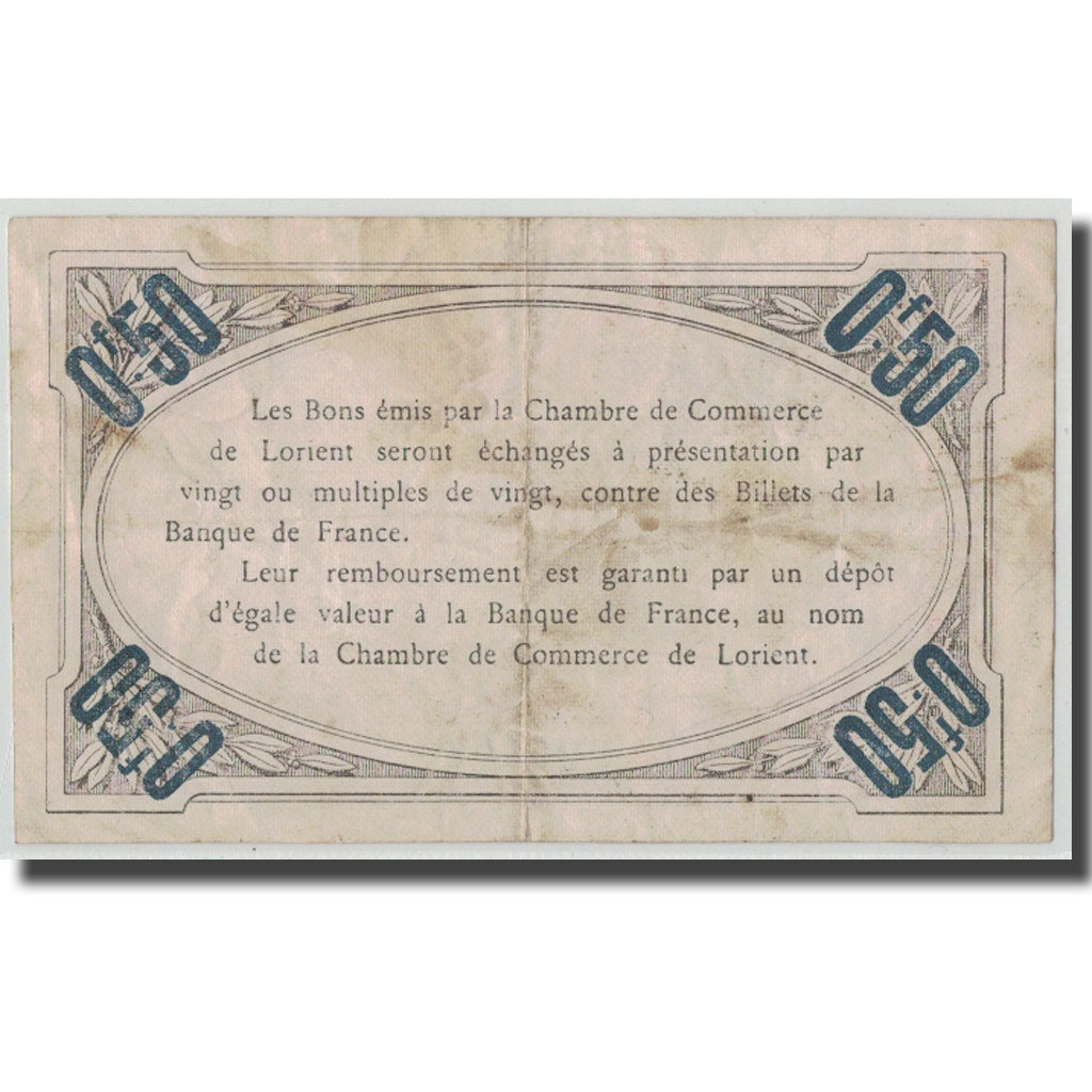 Frankrijk, Lorient, 50 Centimes, 1915, TTB, Pirot:75-20