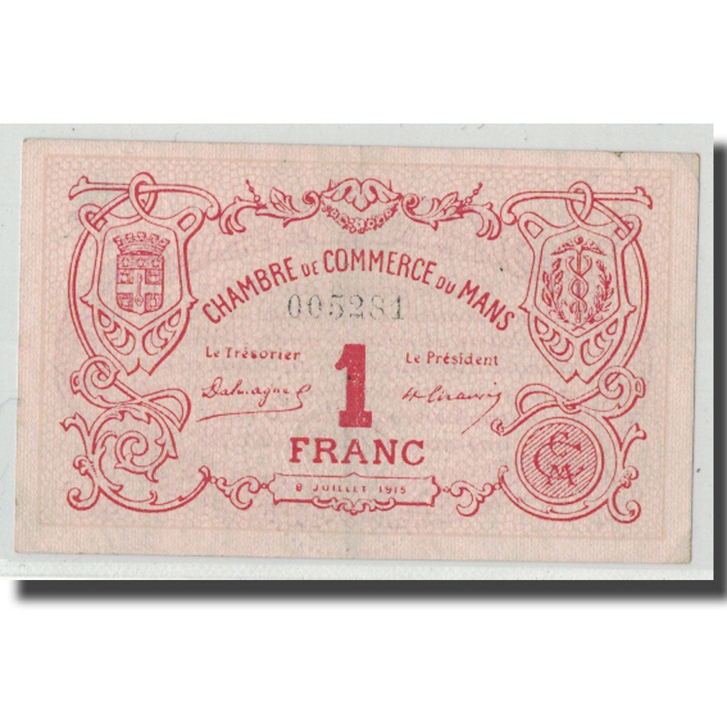 Frankrijk, Le Mans, 1 Franc, 1915, TTB, Pirot:69-5