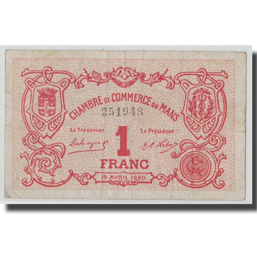 França, Le Mans, 1 Franc, 1920, VF(30-35), Pirot:69-18