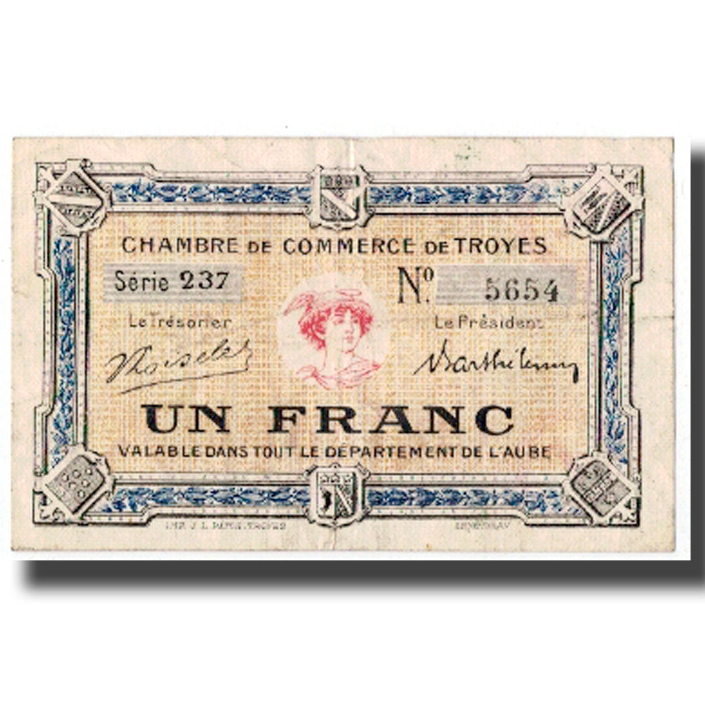 Francia, Troyes, 1 Franc, MB+, Pirot:124-10