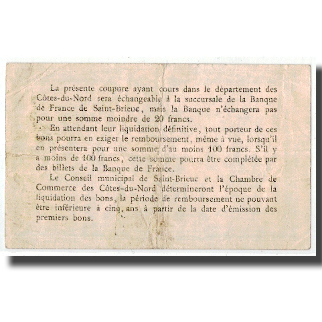 Frankrijk, Saint-Brieuc, 1 Franc, TB+, Pirot:111-13