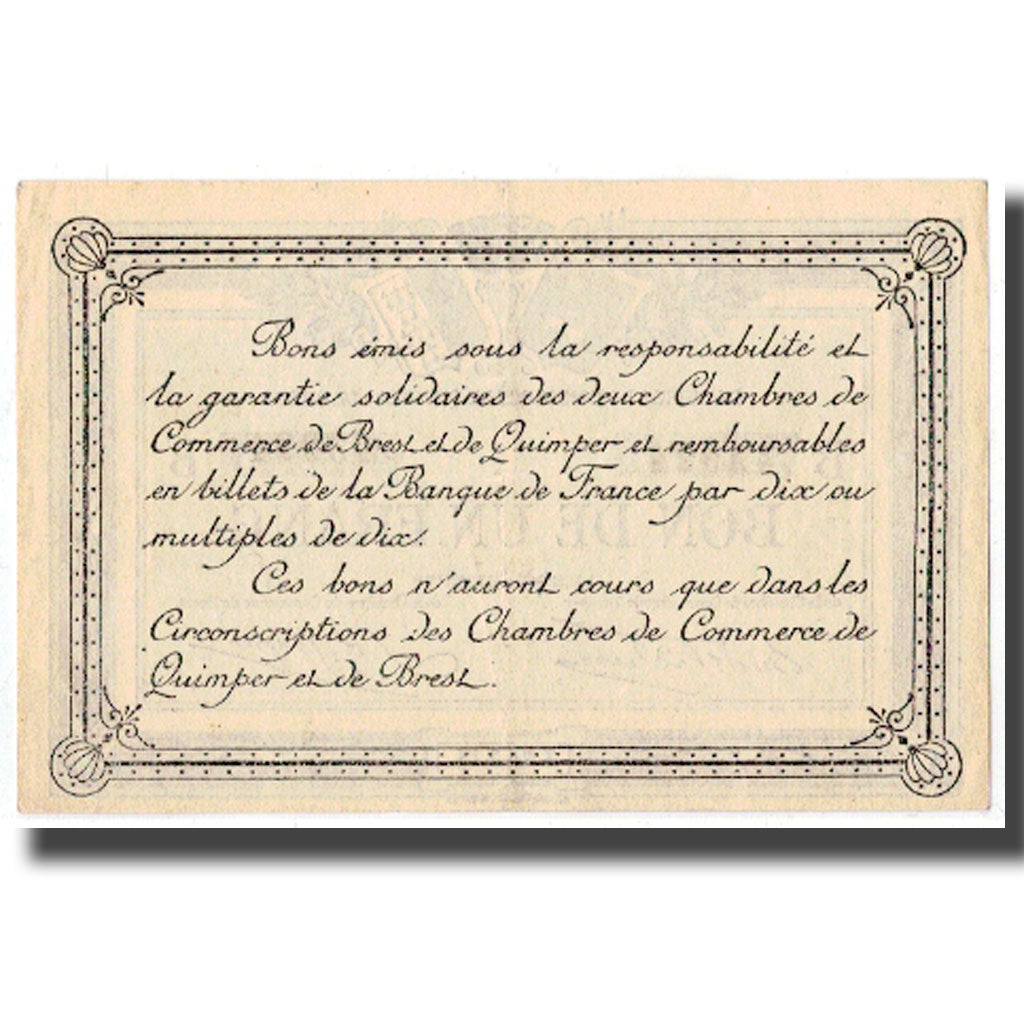 France, Quimper et Brest, 1 Franc, 1915, AU(55-58), Pirot:104-5