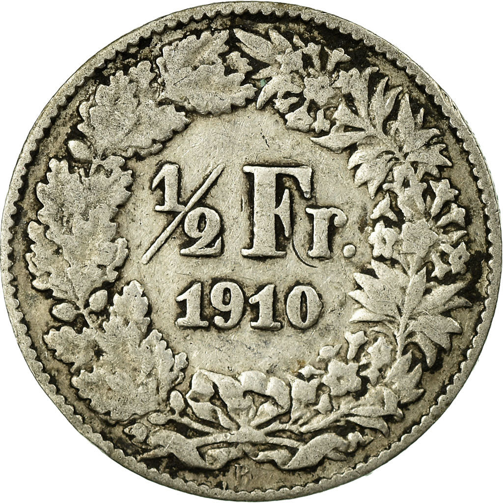 Coin, Switzerland, 1/2 Franc, 1910, Bern, VF(20-25), Silver, KM:23