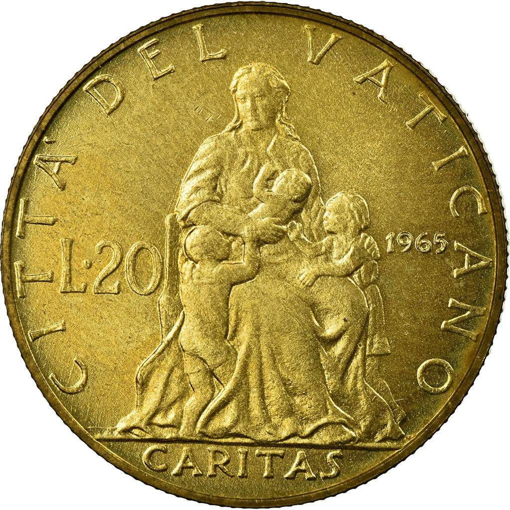 Coin, VATICAN CITY, Paul VI, 20 Lire, 1965, MS(64), Aluminum-Bronze, KM:80.2