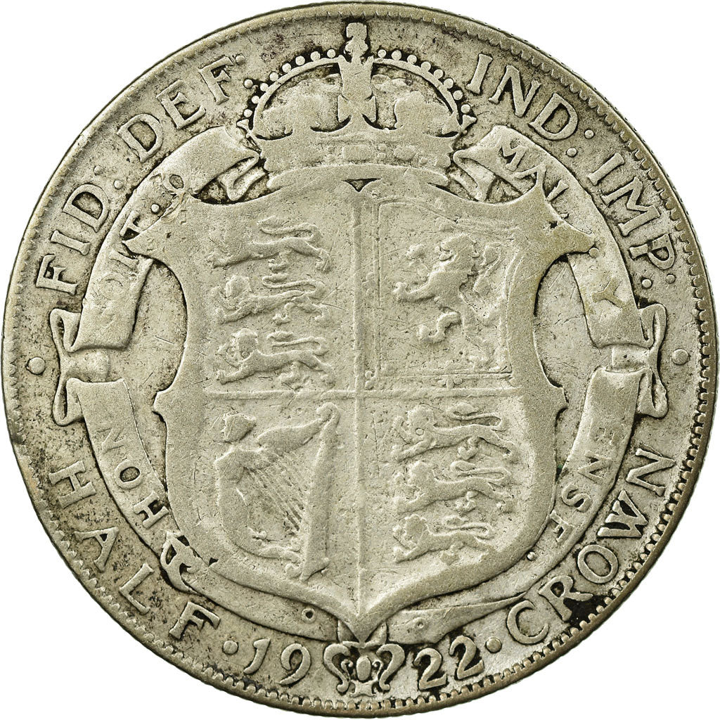 Coin, Great Britain, George V, 1/2 Crown, 1922, VF(30-35), Silver, KM:818.1a