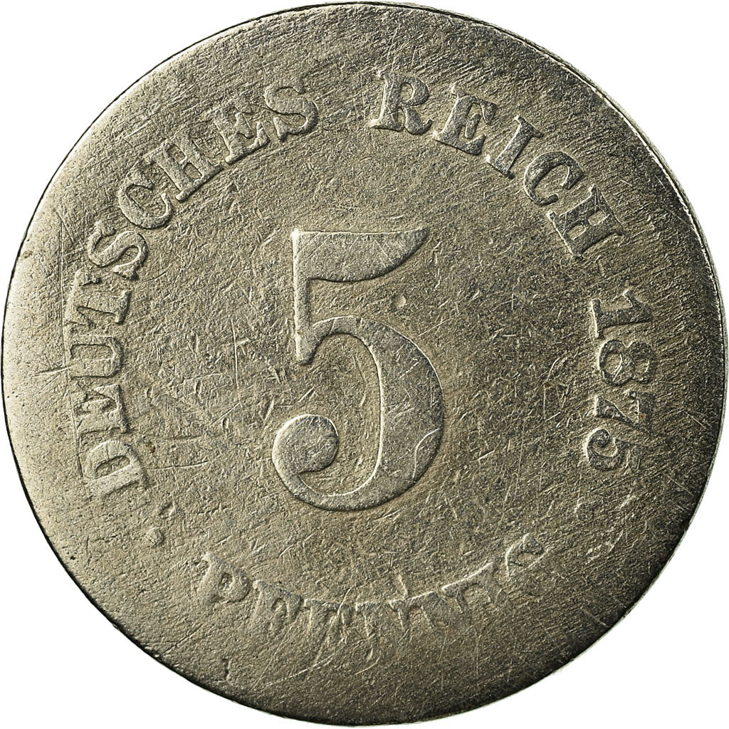 Coin, GERMANY - EMPIRE, Wilhelm I, 5 Pfennig, 1875, Hambourg, VG(8-10)