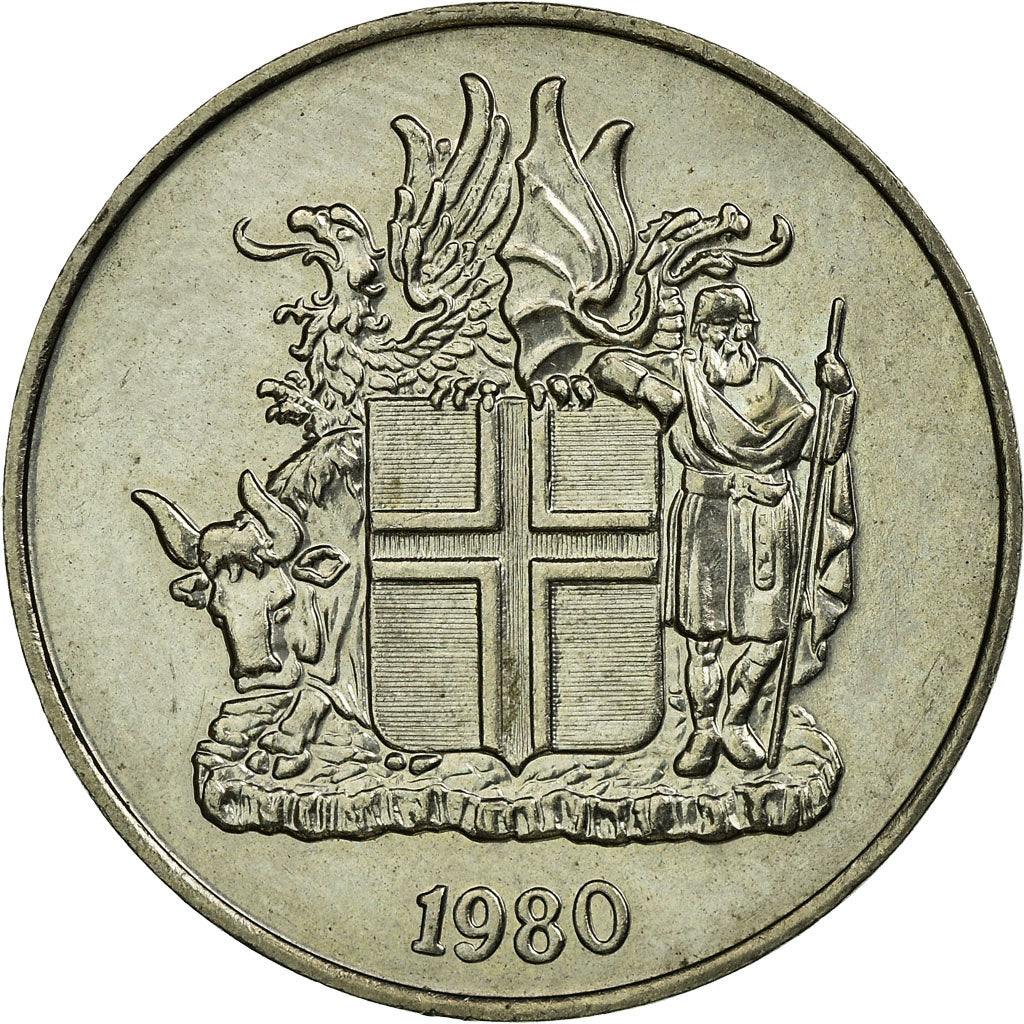 Coin, Iceland, 10 Kronur, 1980, AU(55-58), Copper-nickel, KM:15