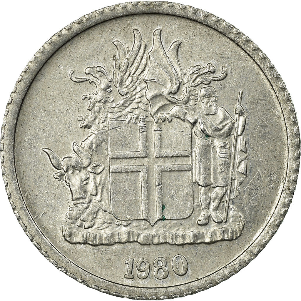 Coin, Iceland, Krona, 1980, EF(40-45), Aluminum, KM:23