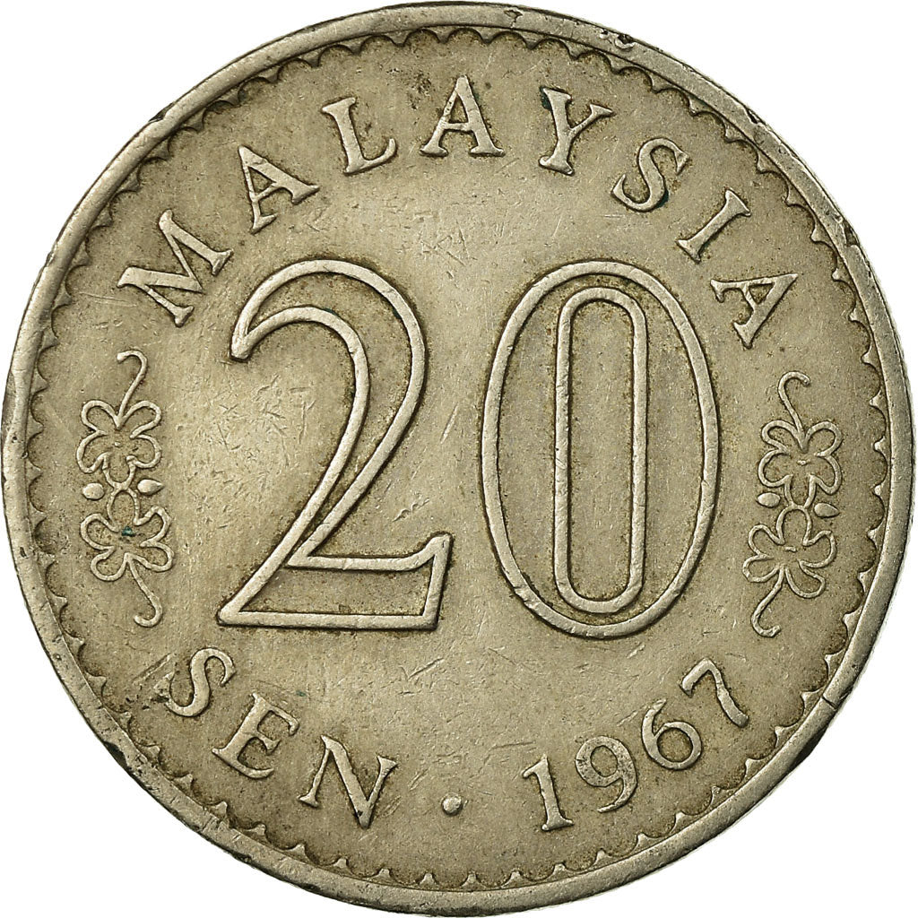 Moneta, Malesia, 20 Sen, 1967, Franklin Mint, MB, Rame-nichel, KM:4