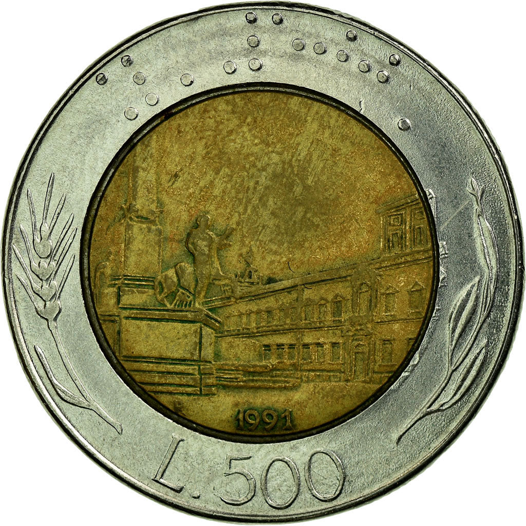 Coin, Italy, 500 Lire, 1991, Rome, VF(30-35), Bi-Metallic, KM:111