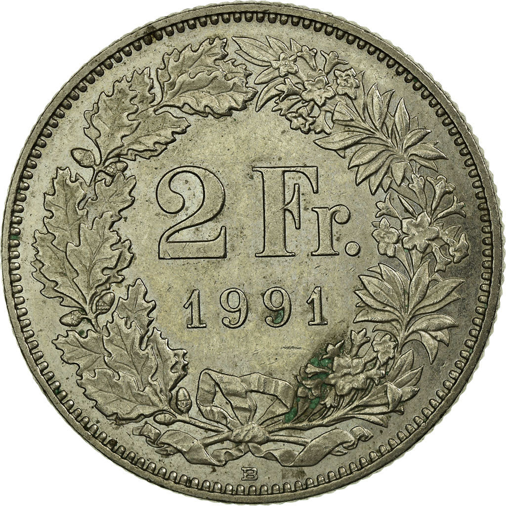 Monnaie, Suisse, 2 Francs, 1991, Bern, TTB, Copper-nickel, KM:21a.3