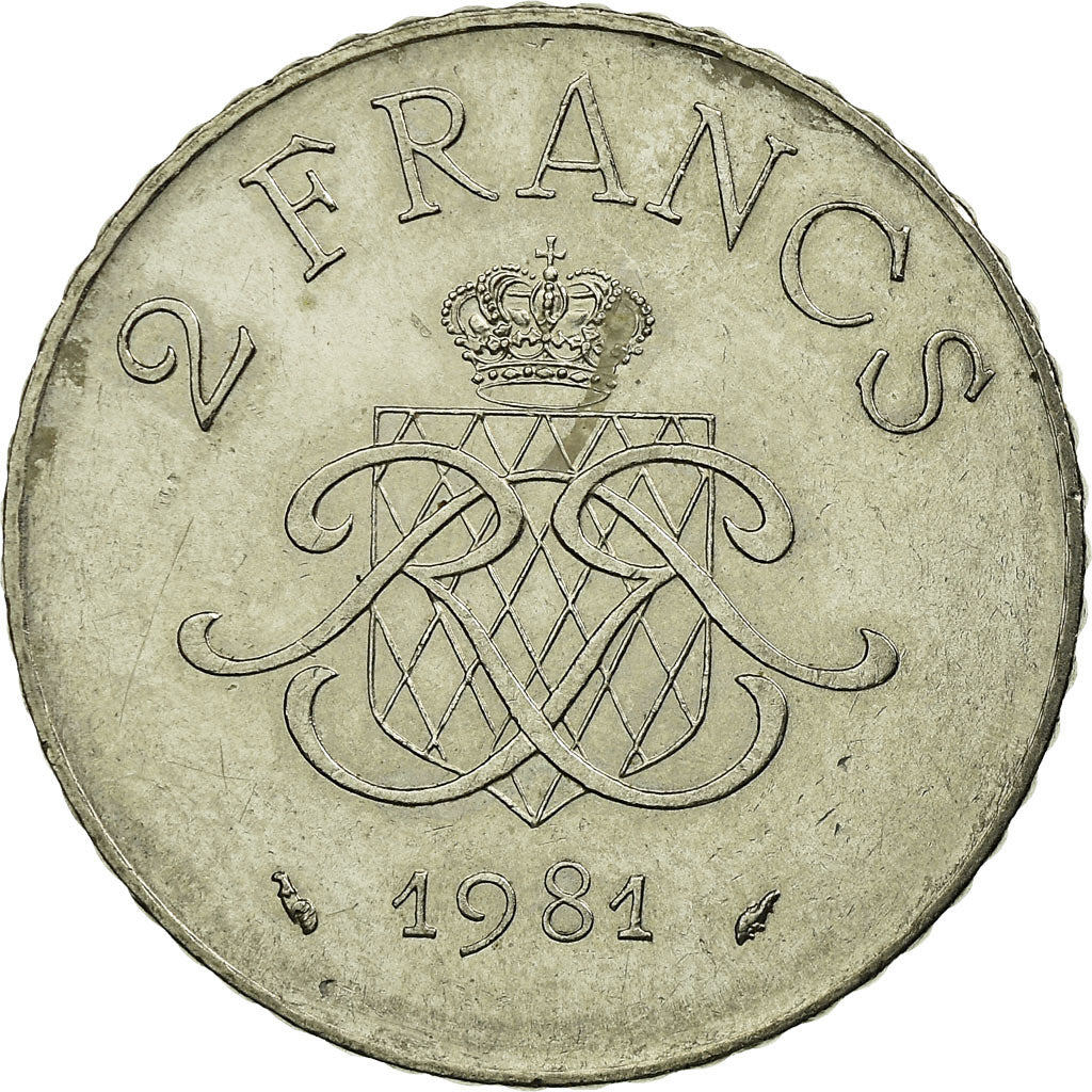 Coin, Monaco, Rainier III, 2 Francs, 1981, EF(40-45), Nickel, KM:157