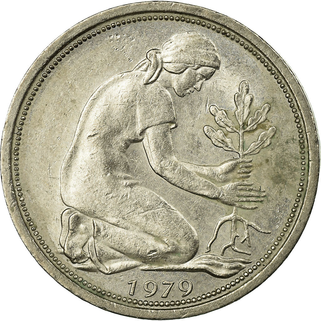 Coin, GERMANY - FEDERAL REPUBLIC, 50 Pfennig, 1979, Karlsruhe, EF(40-45)