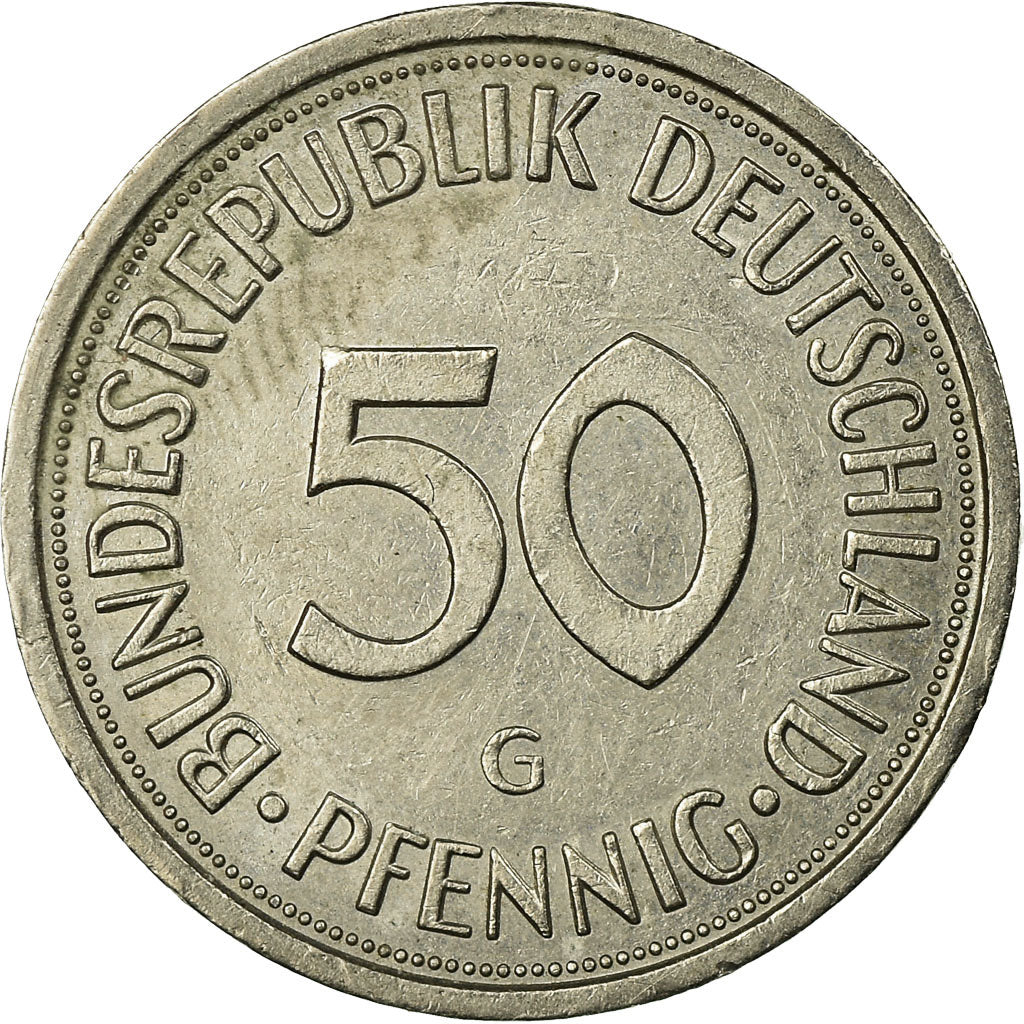 Coin, GERMANY - FEDERAL REPUBLIC, 50 Pfennig, 1979, Karlsruhe, EF(40-45)