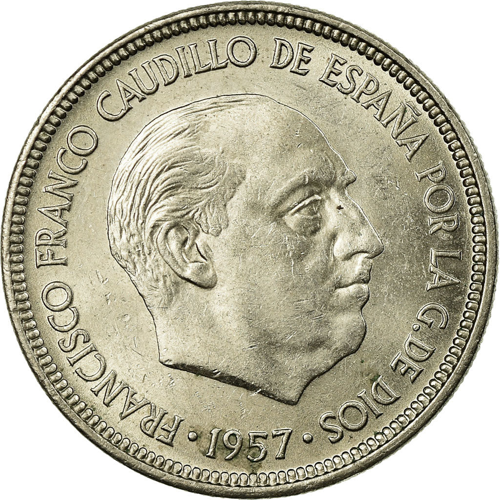 Coin, Spain, Caudillo and regent, 5 Pesetas, 1968, AU(55-58), Copper-nickel