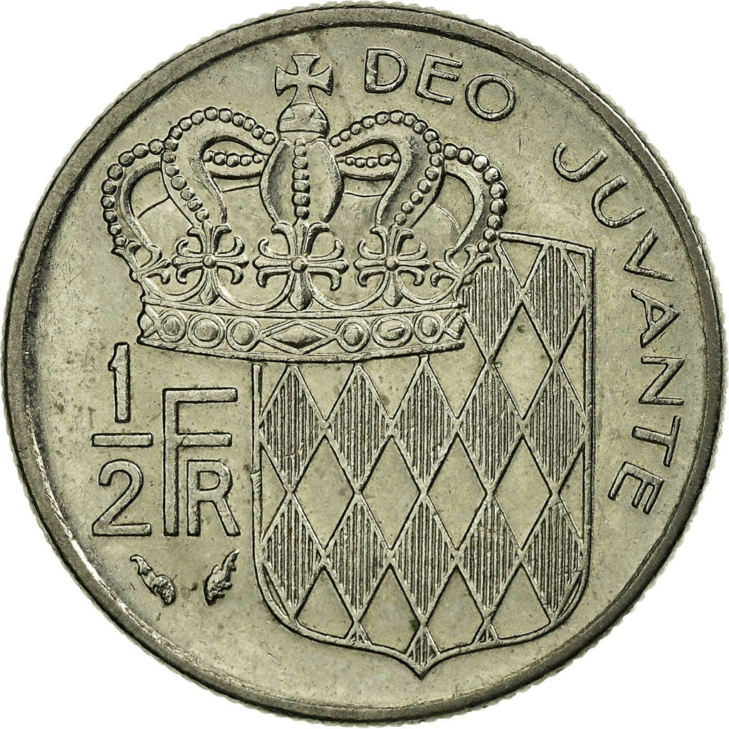 Coin, Monaco, Rainier III, 1/2 Franc, 1982, AU(50-53), Nickel, KM:145