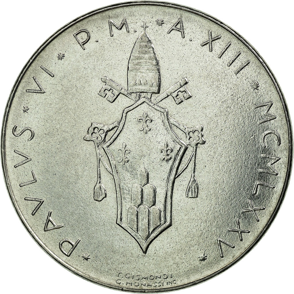 Münze, Vatikanstadt, Paul VI, 50 Lire, 1975, VZ, Stainless Steel, KM:121