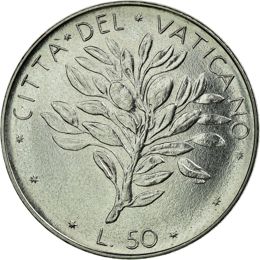 Münze, Vatikanstadt, Paul VI, 50 Lire, 1975, VZ, Stainless Steel, KM:121