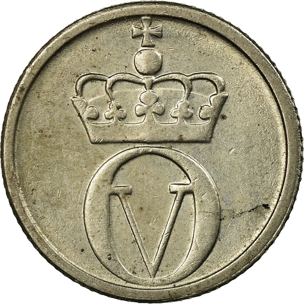 Coin, Norway, Olav V, 10 Öre, 1966, AU(55-58), Copper-nickel, KM:411