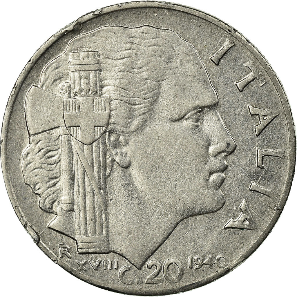 Coin, Italy, Vittorio Emanuele III, 20 Centesimi, 1940, Rome, VF(30-35)