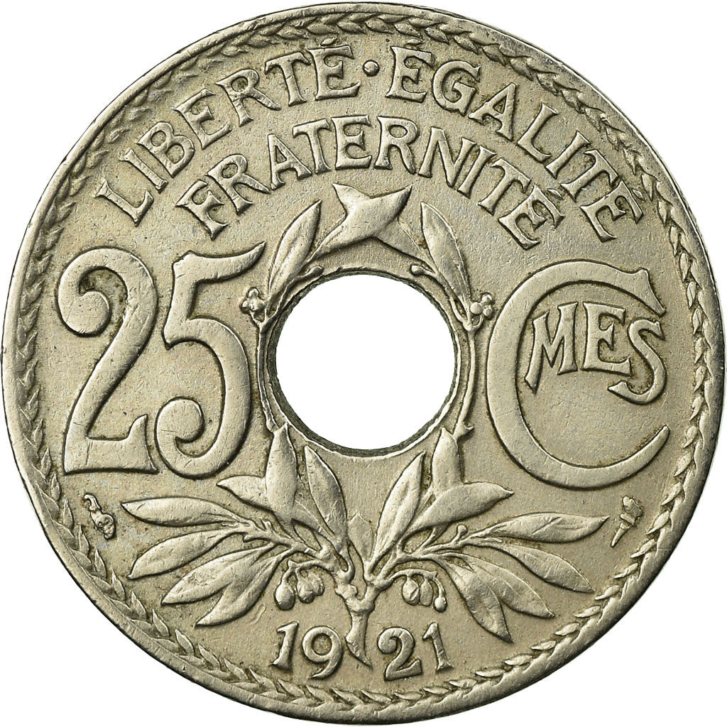 Moneta, Francja, Lindauer, 25 Centimes, 1921, EF(40-45), Miedź-Nikiel, KM:867a