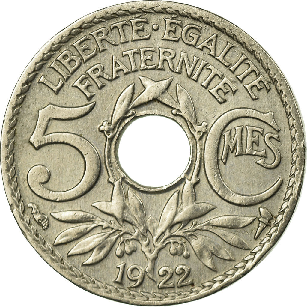 Munten, Frankrijk, Lindauer, 5 Centimes, 1922, FR+, Copper-nickel, KM:875
