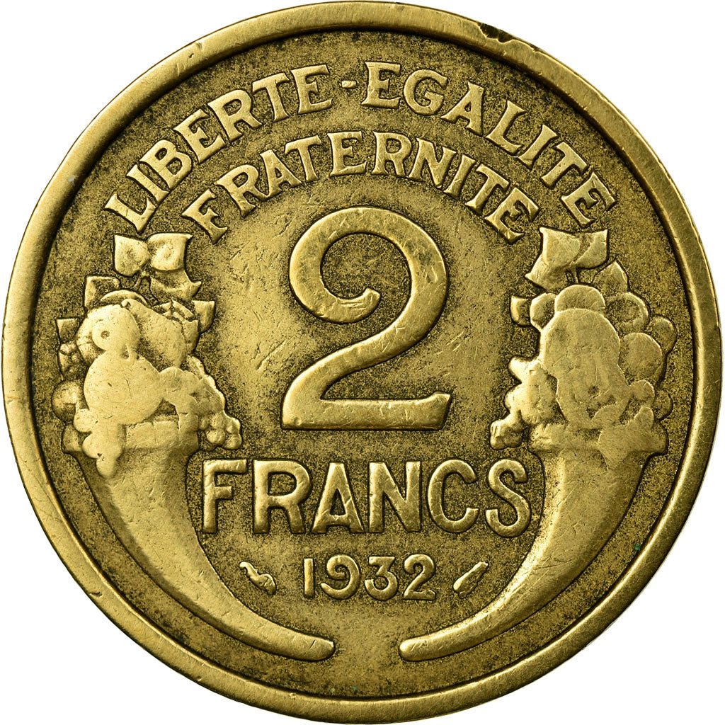 Moneda, Francia, Morlon, 2 Francs, 1932, BC+, Aluminio - bronce, KM:886