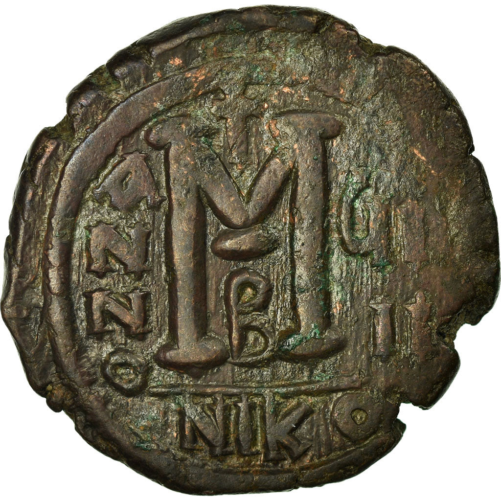 Justin II, Follis, Nicomedia, Kupfer, SS, Sear:369