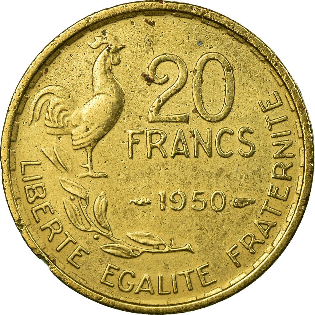 Moneta, Francja, Guiraud, 20 Francs, 1950, Paris, VF(20-25), Aluminium-Brąz