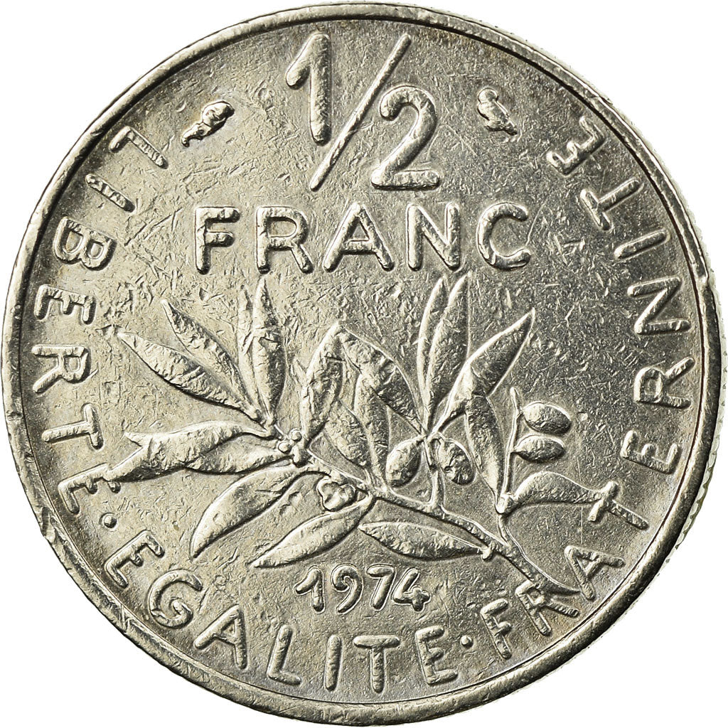 Münze, Frankreich, Semeuse, 1/2 Franc, 1974, Paris, SS, Nickel, KM:931.1